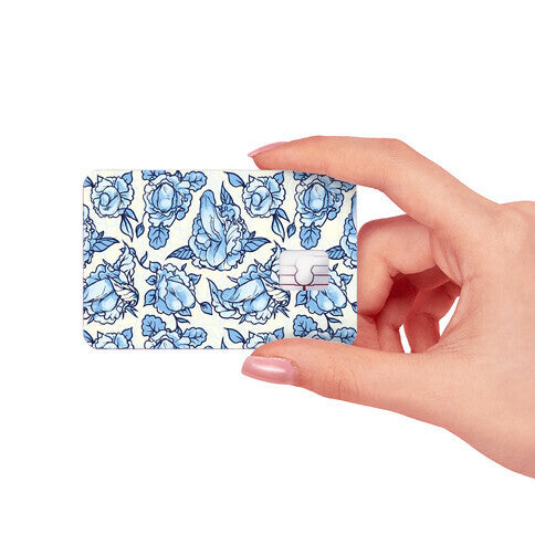 Floral Penis Pattern Blue Credit Card Skin